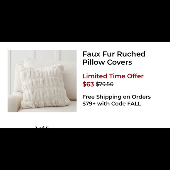 2 Pottery Barn faux fur Euro pillow cases - Picture 3 of 4